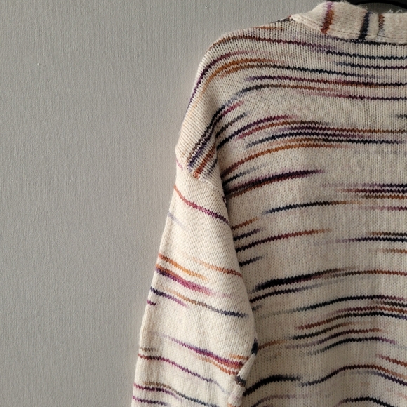 Loft Outlet Striped Cream/Multicolored  Open Duster Cardigan Size: L - Picture 11 of 12